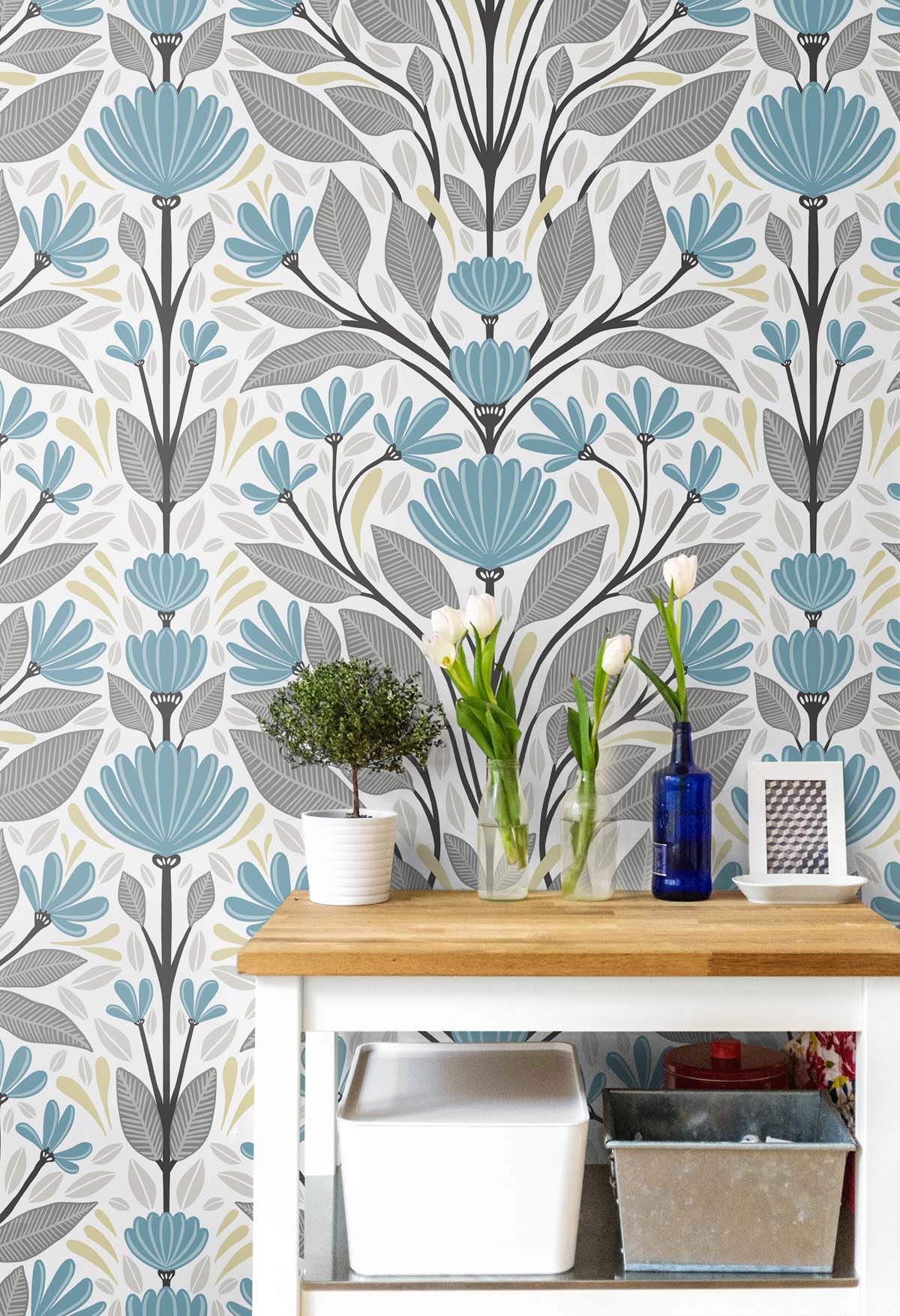 Folk Floral Vinyl Wallpaper