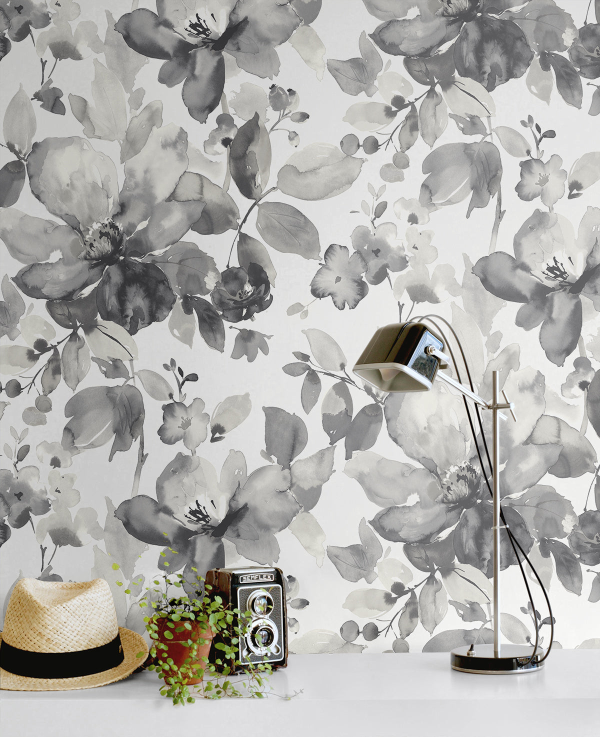 Watercolor Flower Vinyl Wallpaper