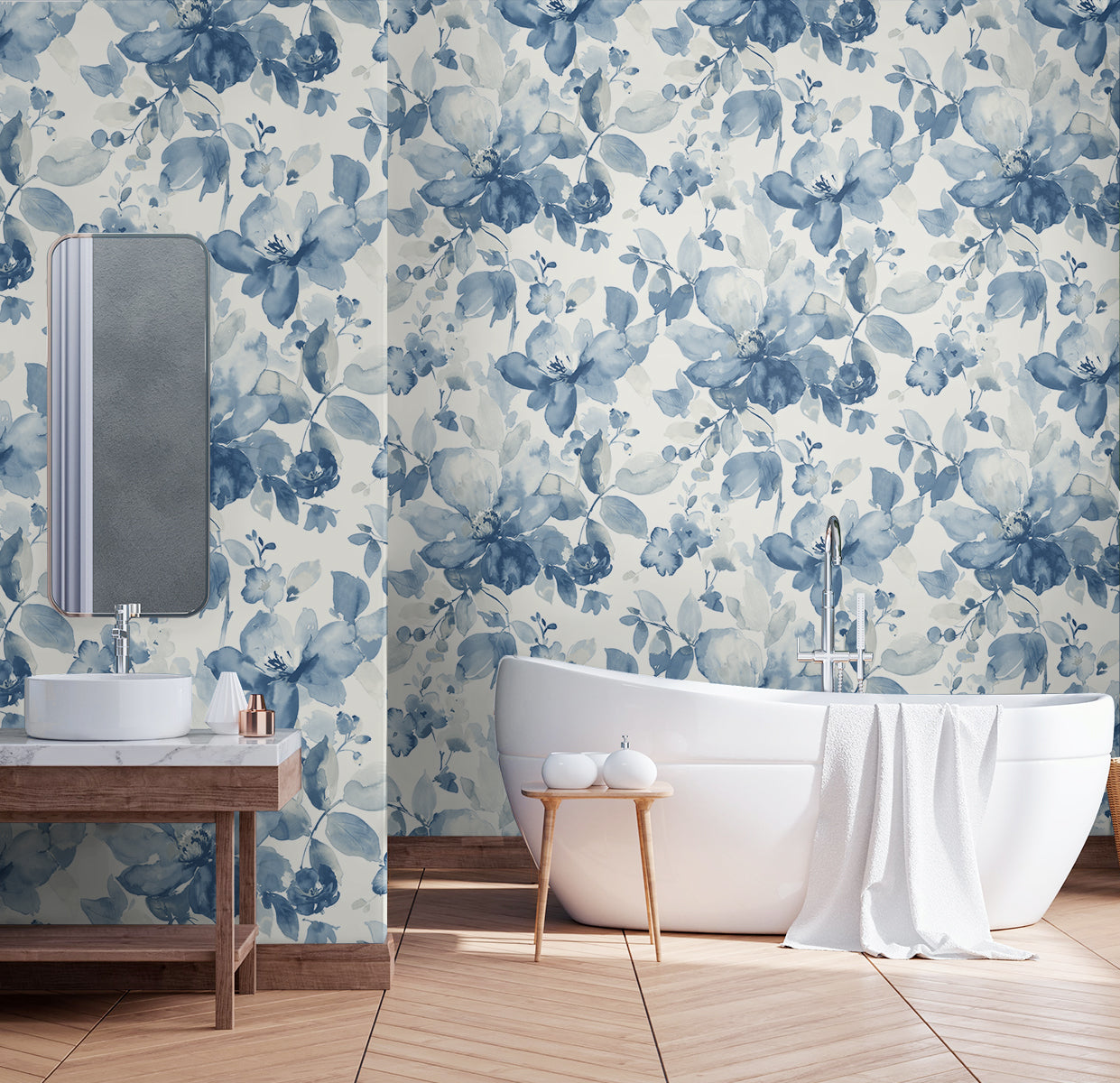 Watercolor Flower Vinyl Wallpaper