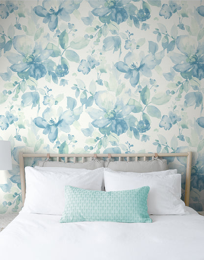 Watercolor Flower Vinyl Wallpaper