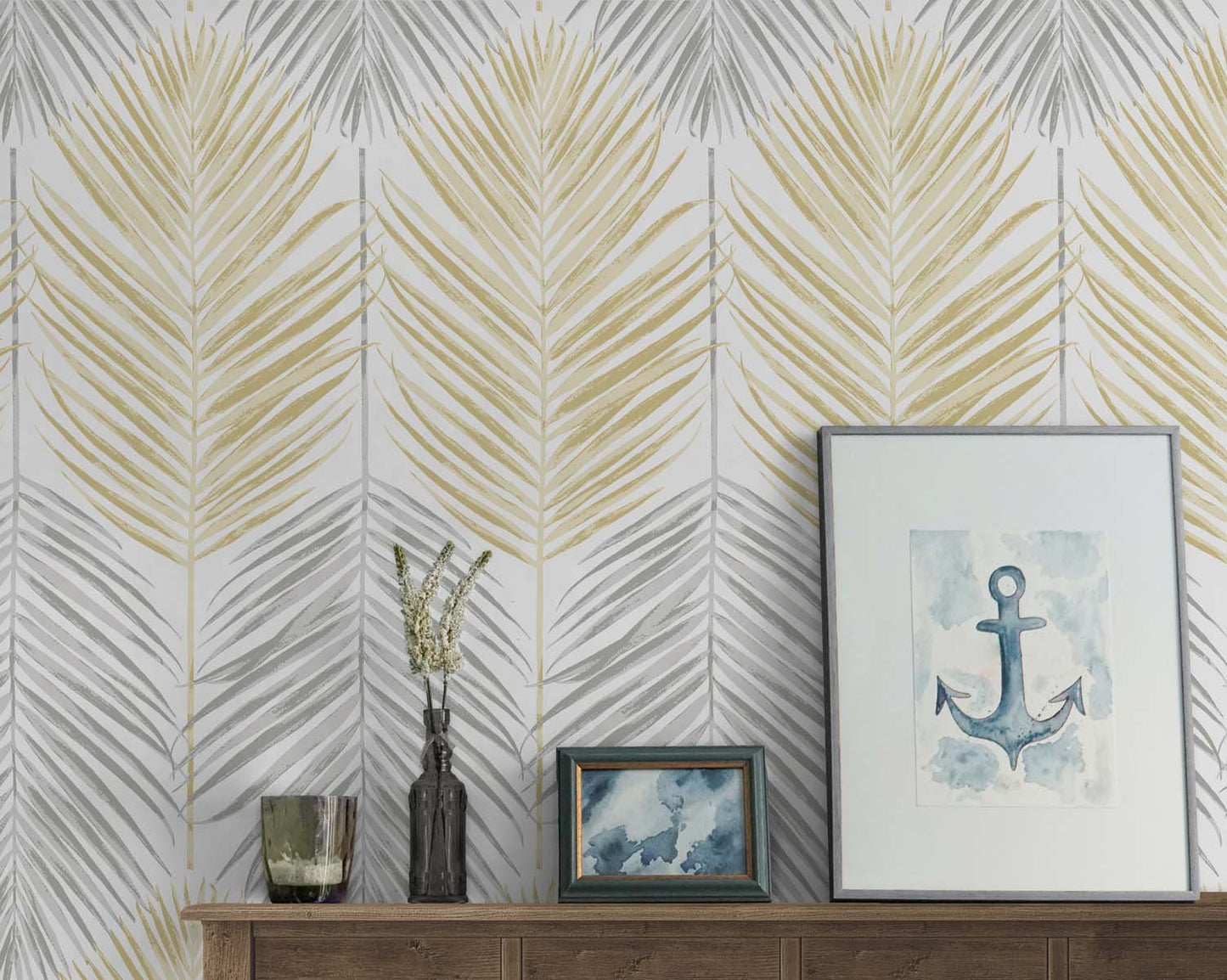 Two Toned Palm Vinyl Wallpaper