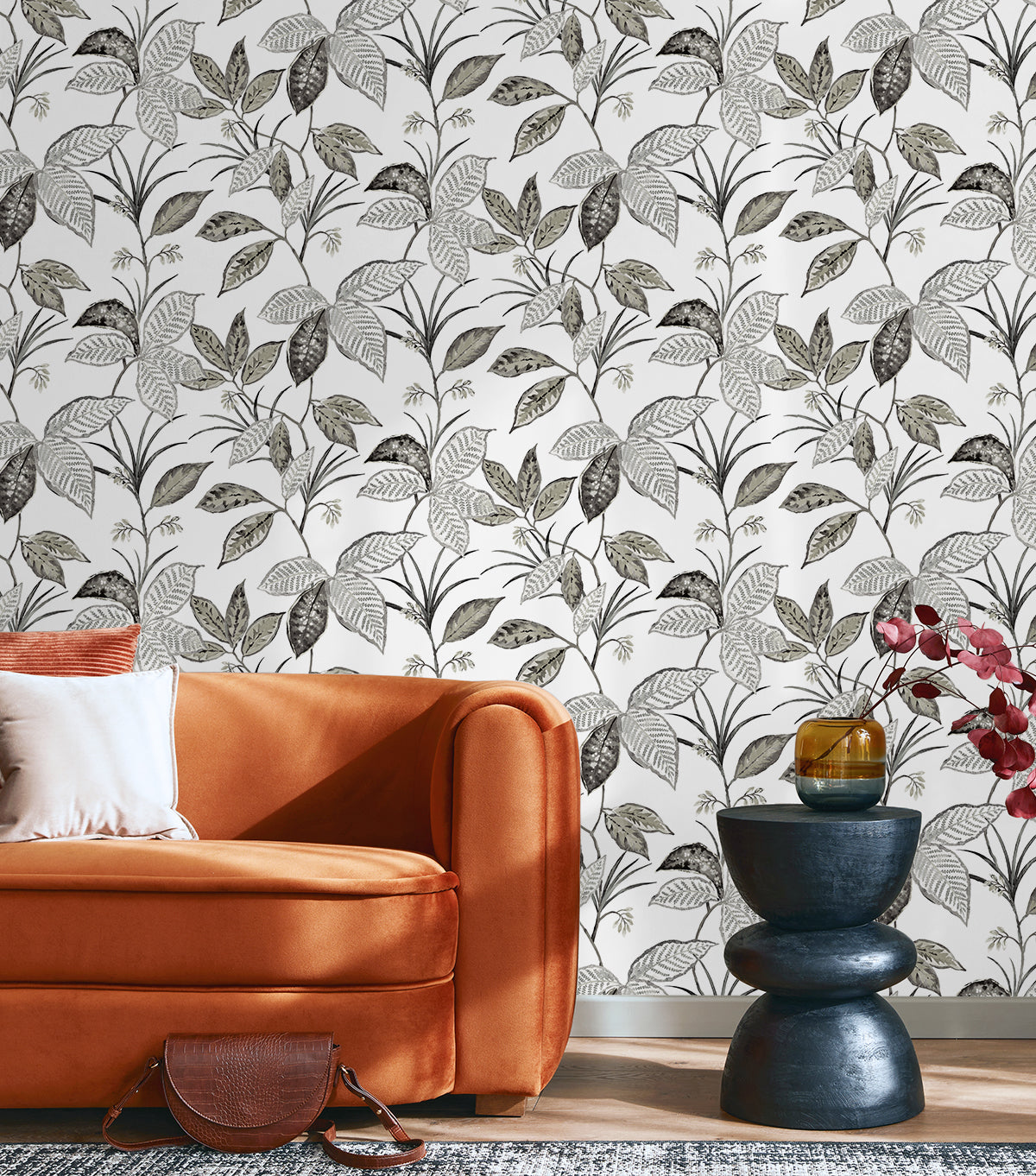 Boho Leaf Trail Vinyl Wallpaper