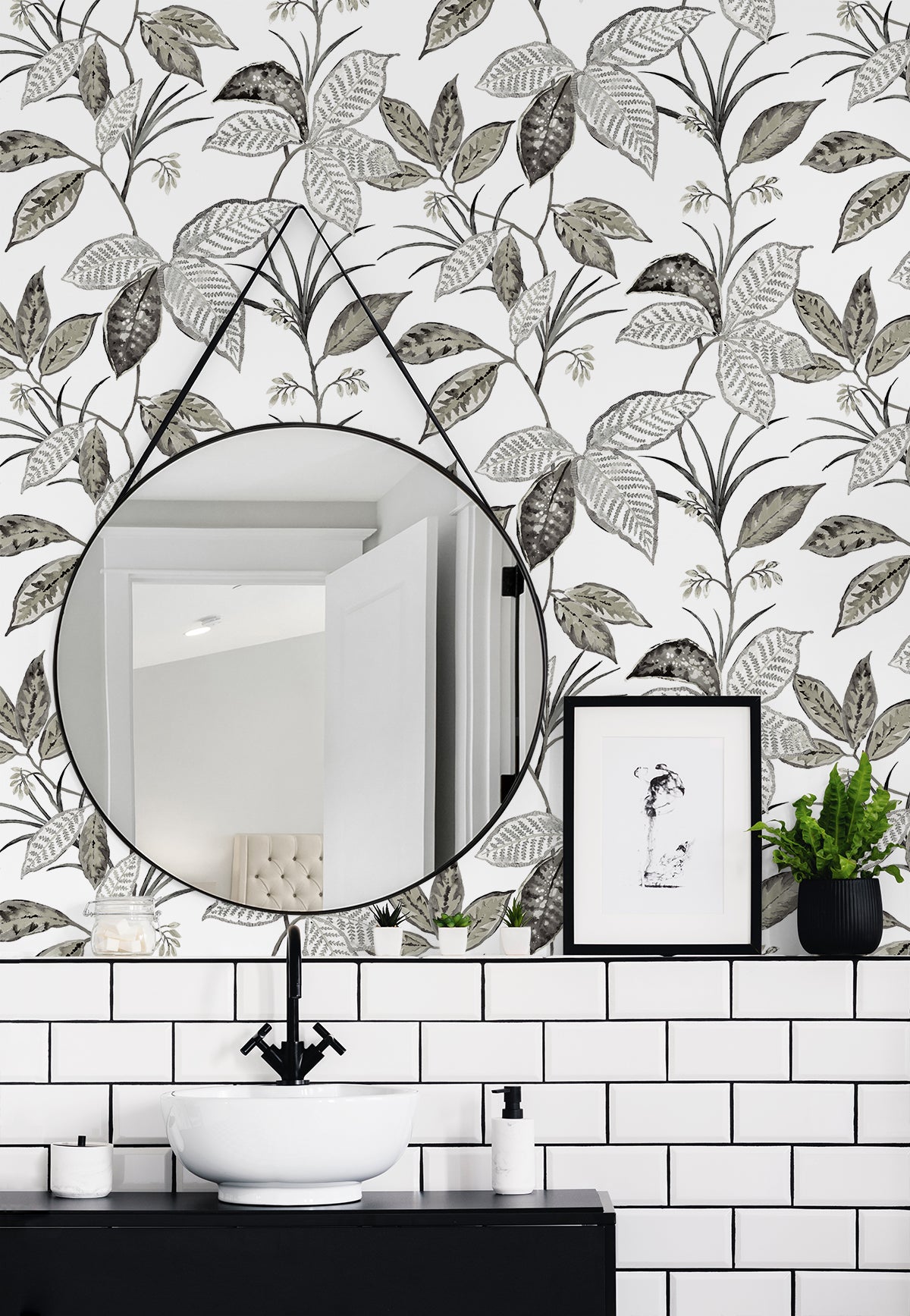 Boho Leaf Trail Vinyl Wallpaper