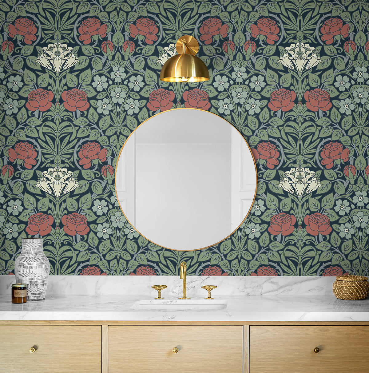 Vintage Rose Vinyl Wallpaper