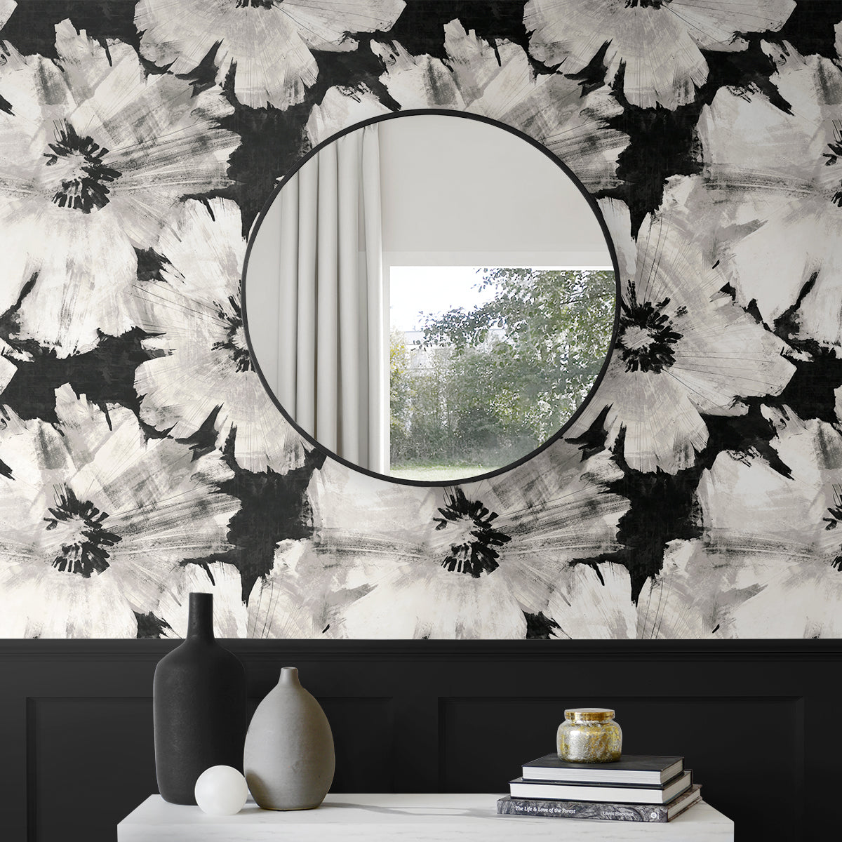 Graphic Floral Vinyl Wallpaper