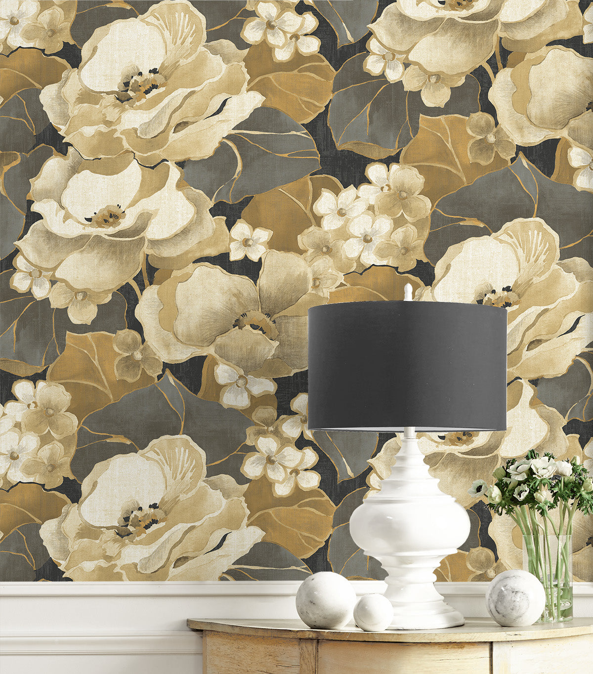 Nouveau Floral Vinyl Wallpaper