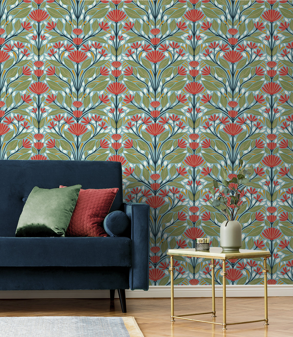 Shalin Folk Floral Vinyl Wallpaper