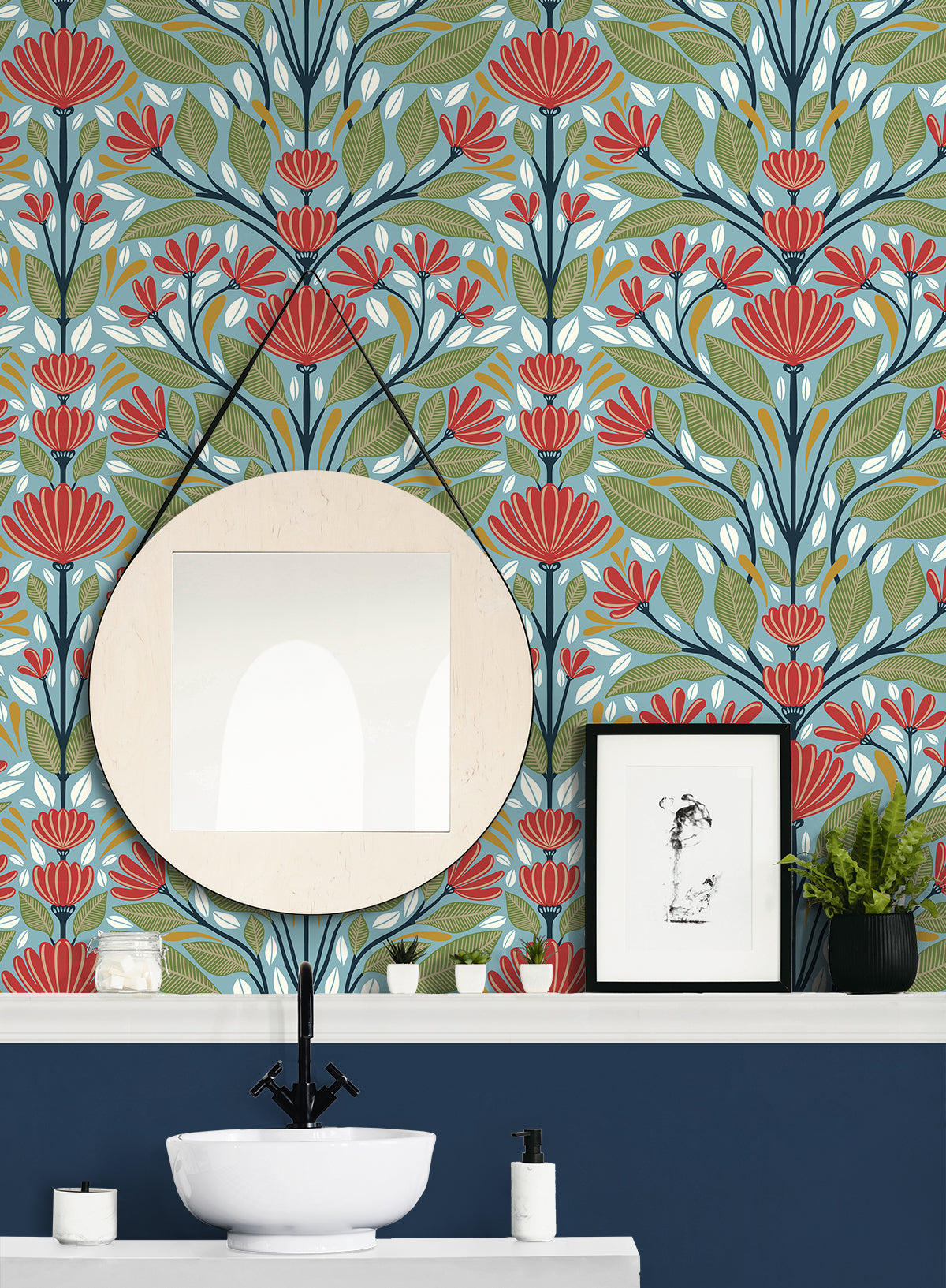 Shalin Folk Floral Vinyl Wallpaper