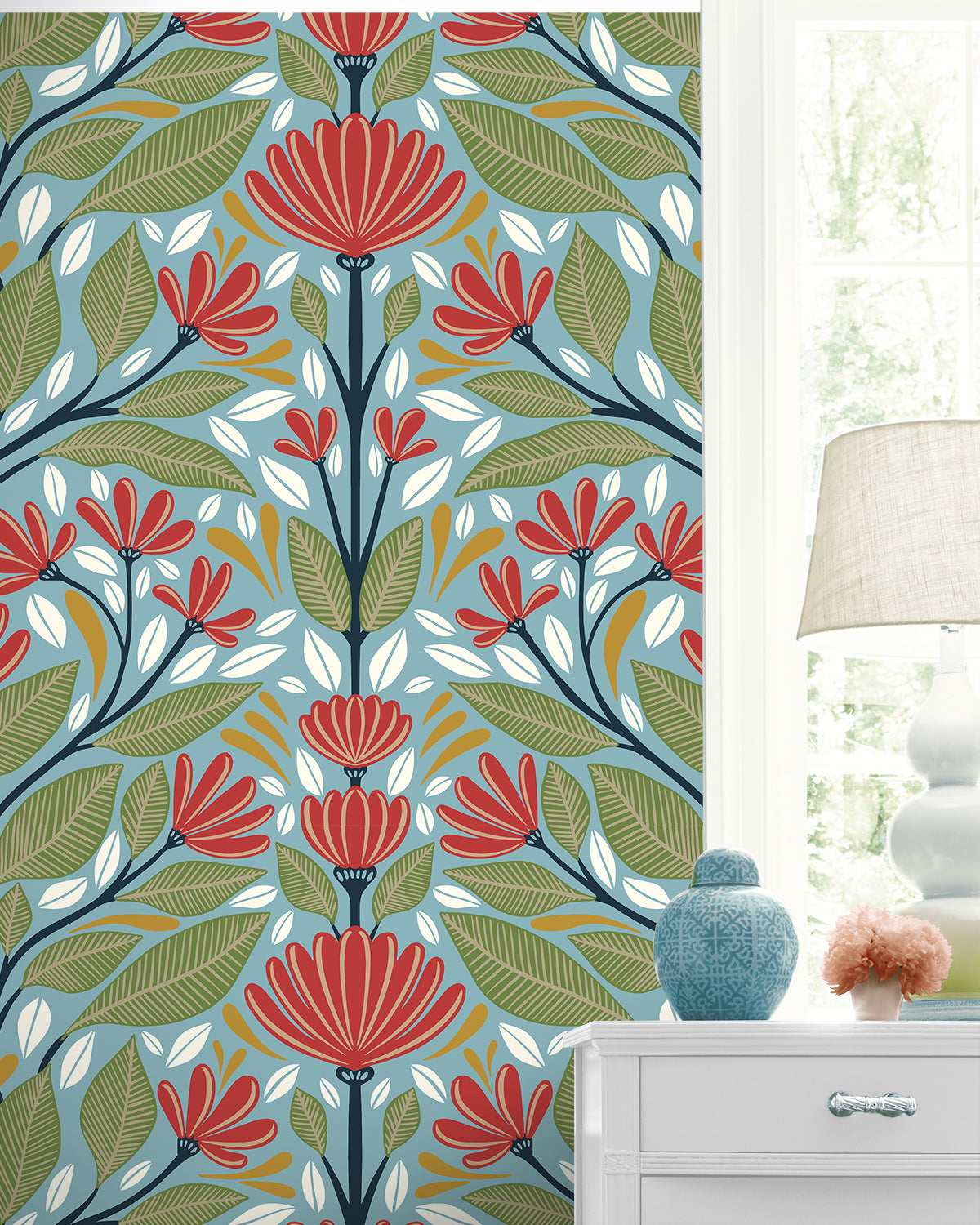 Shalin Folk Floral Vinyl Wallpaper