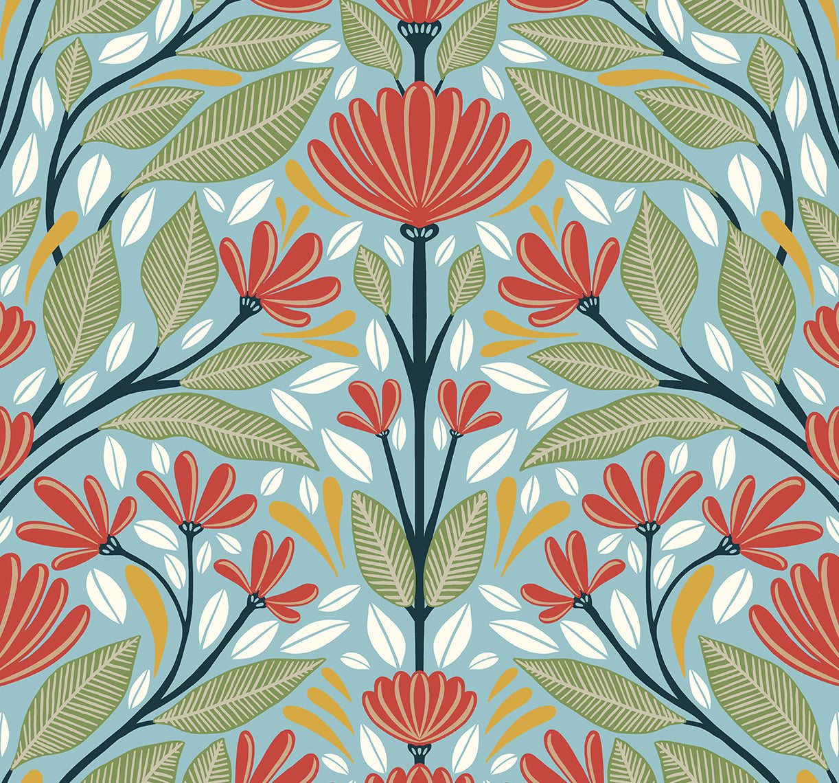 Shalin Folk Floral Vinyl Wallpaper