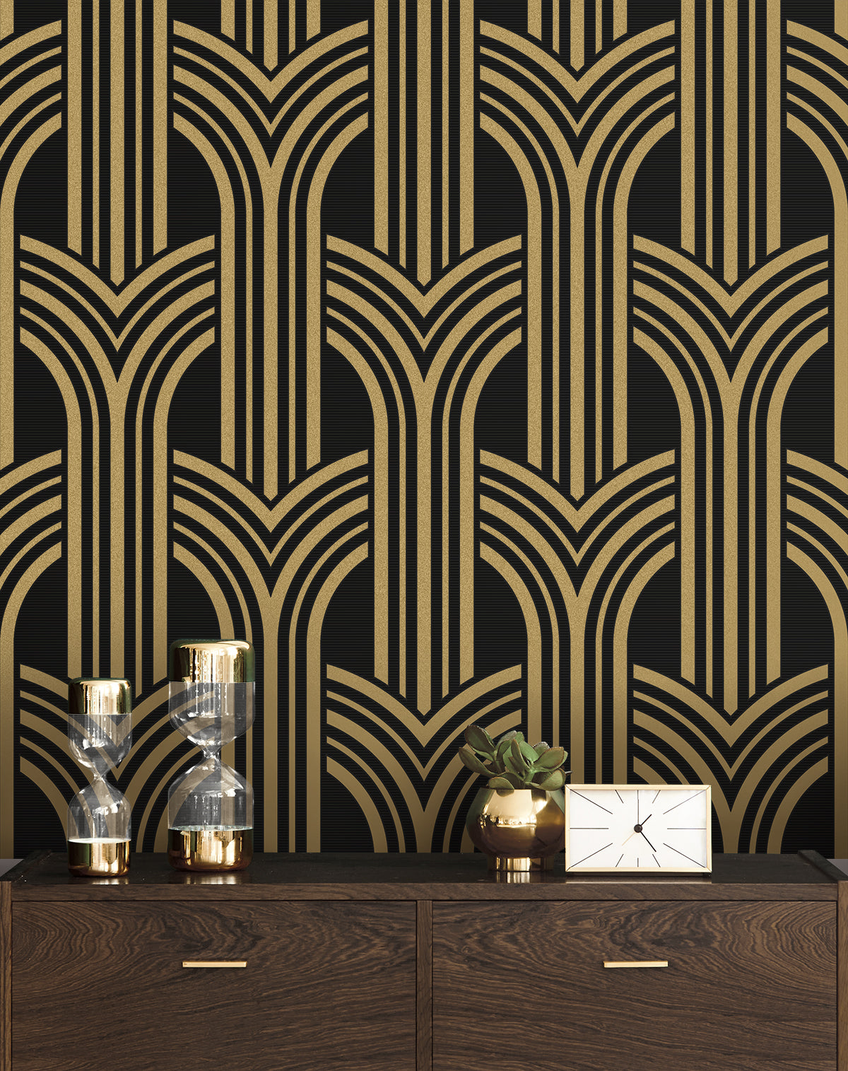 Deco Geometric Arches Vinyl Wallpaper