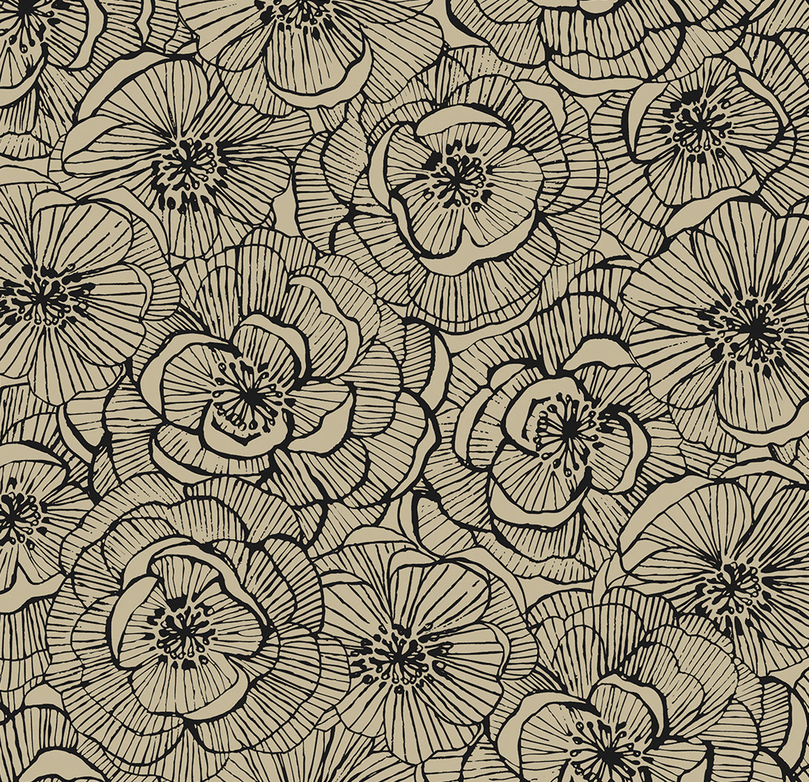 Ellie Graphic Floral Vinyl Wallpaper