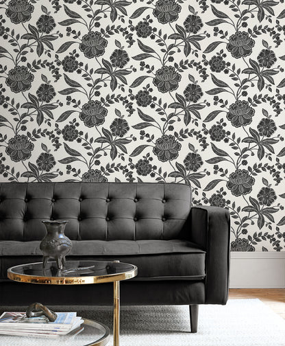 Julian Jacobean Floral Vinyl Wallpaper