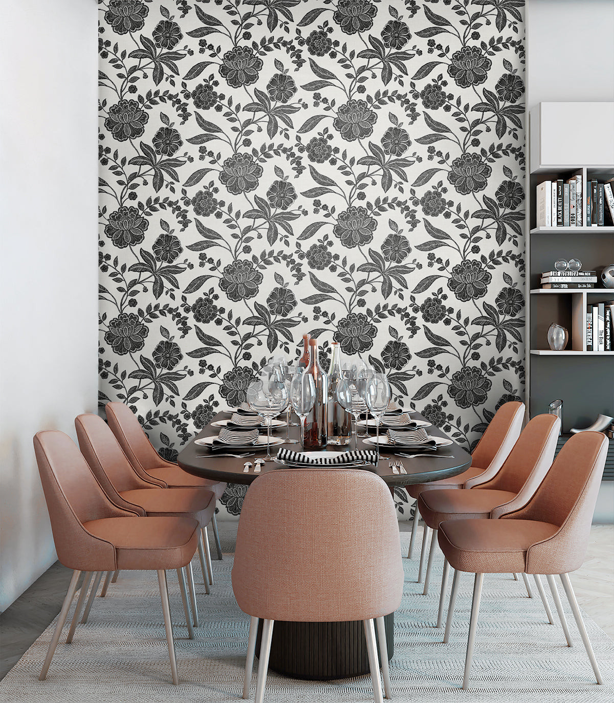 Julian Jacobean Floral Vinyl Wallpaper