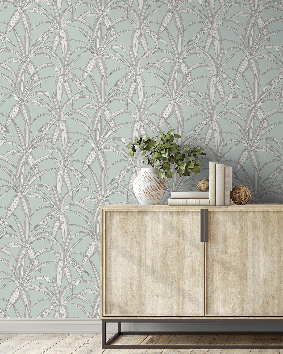 Tossed Cradle Plant Vinyl Wallpaper