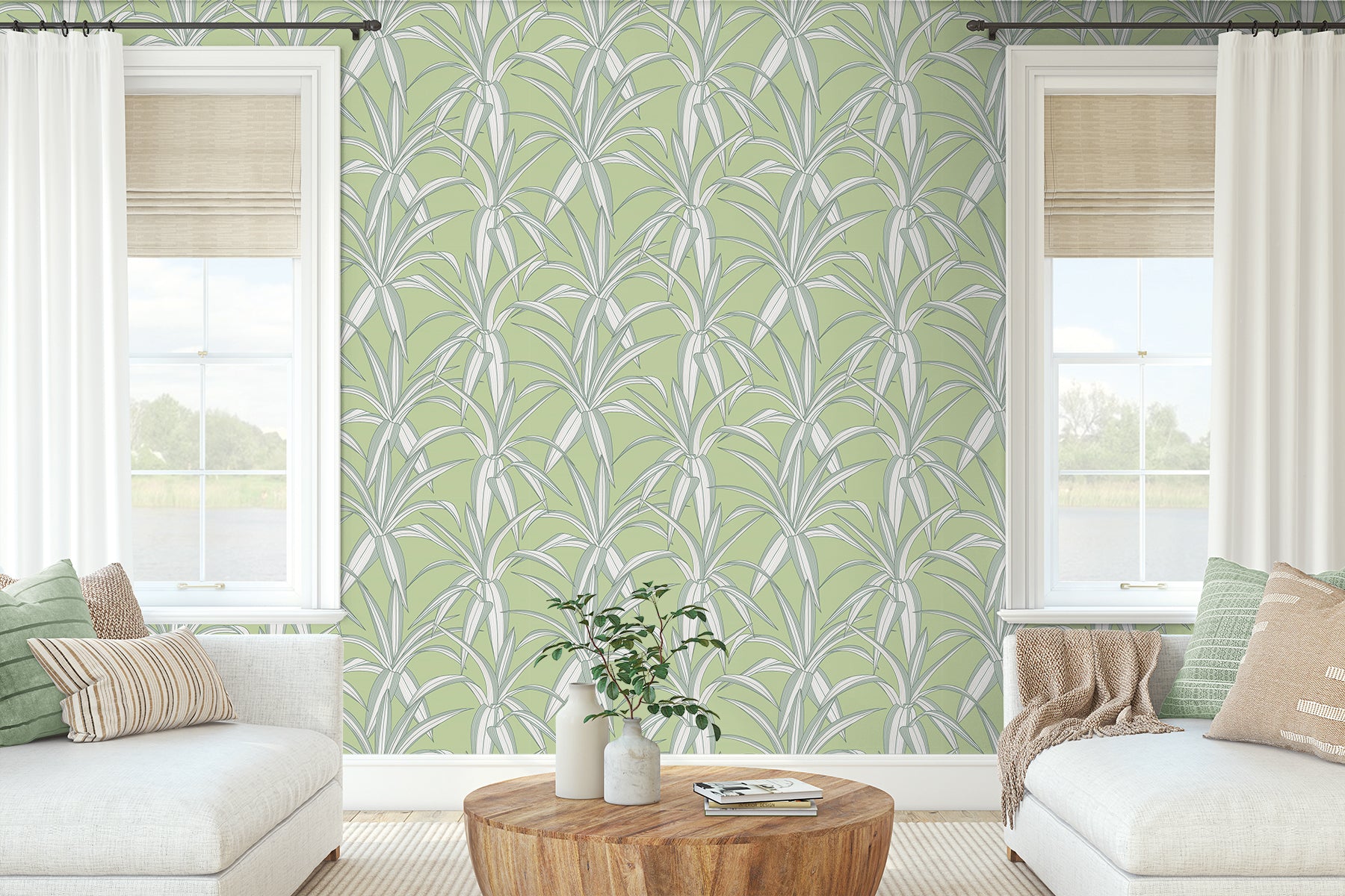 Tossed Cradle Plant Vinyl Wallpaper