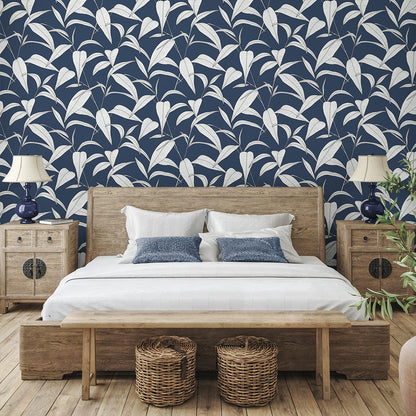 Pinstripe Leaf Trail Vinyl Wallpaper