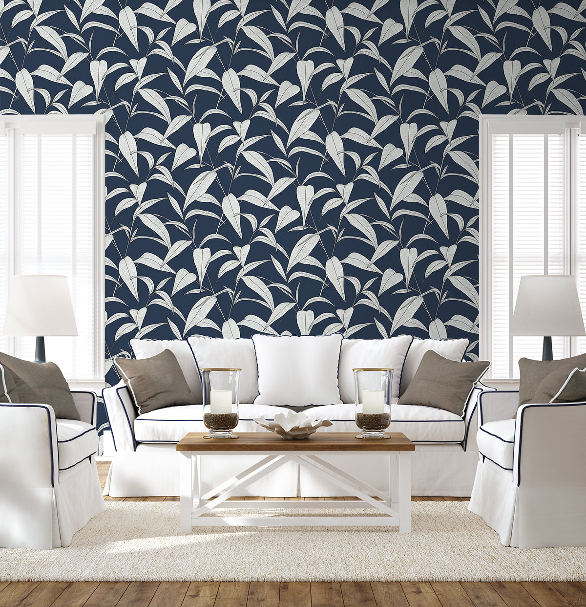 Pinstripe Leaf Trail Vinyl Wallpaper