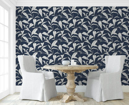 Pinstripe Leaf Trail Vinyl Wallpaper