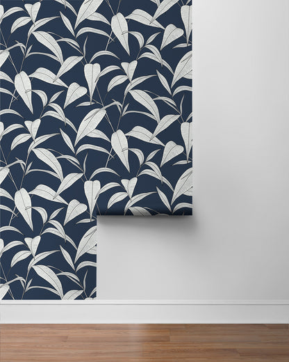 Pinstripe Leaf Trail Vinyl Wallpaper