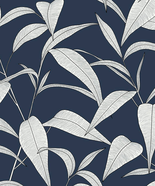 Pinstripe Leaf Trail Vinyl Wallpaper