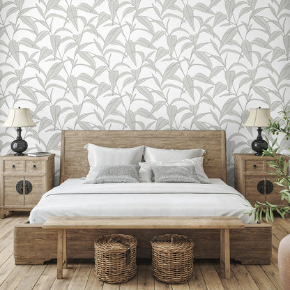 Pinstripe Leaf Trail Vinyl Wallpaper