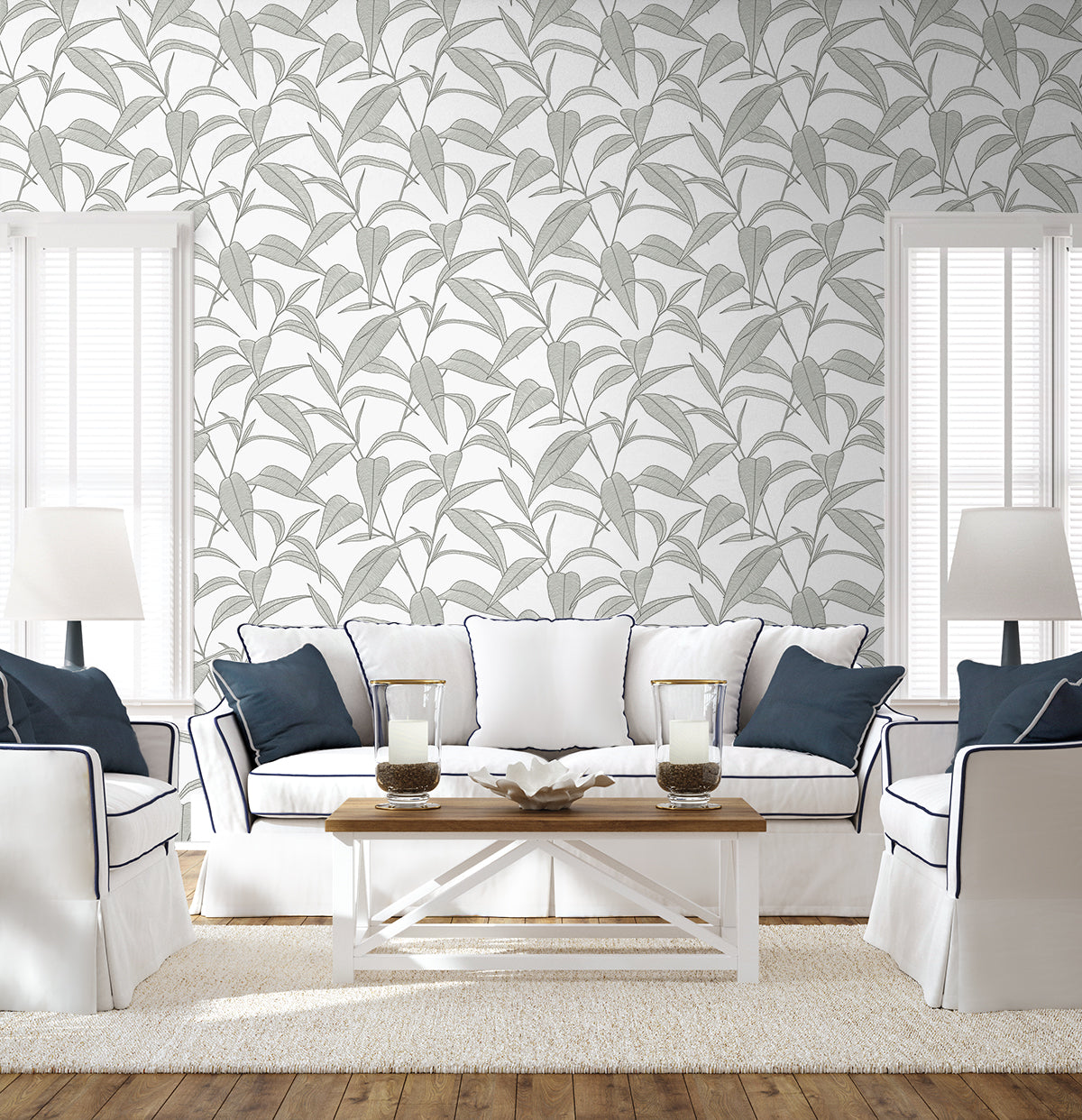 Pinstripe Leaf Trail Vinyl Wallpaper