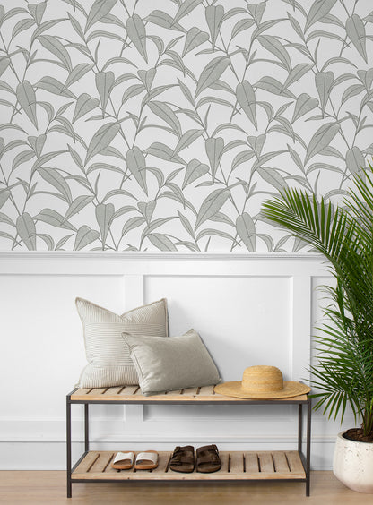 Pinstripe Leaf Trail Vinyl Wallpaper