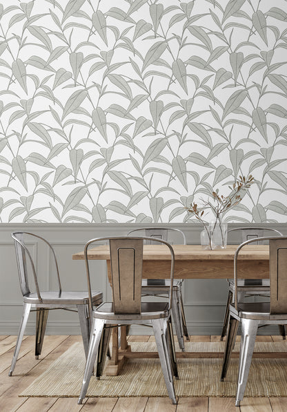 Pinstripe Leaf Trail Vinyl Wallpaper