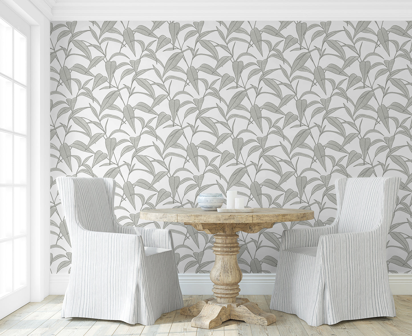 Pinstripe Leaf Trail Vinyl Wallpaper