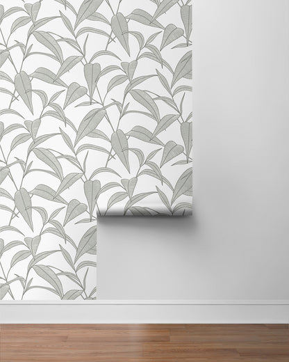 Pinstripe Leaf Trail Vinyl Wallpaper