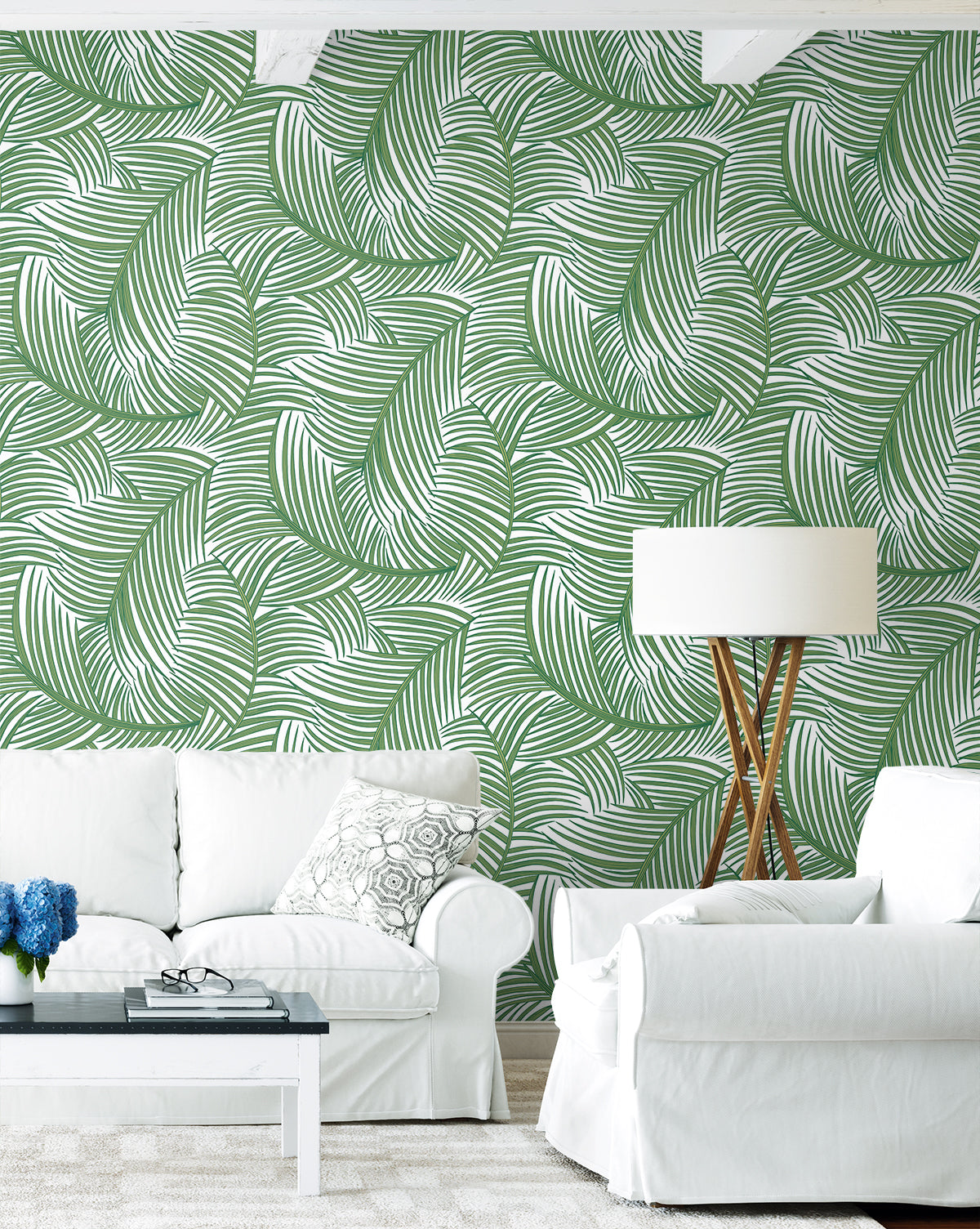 Tossed Palm Fronds Vinyl Wallpaper