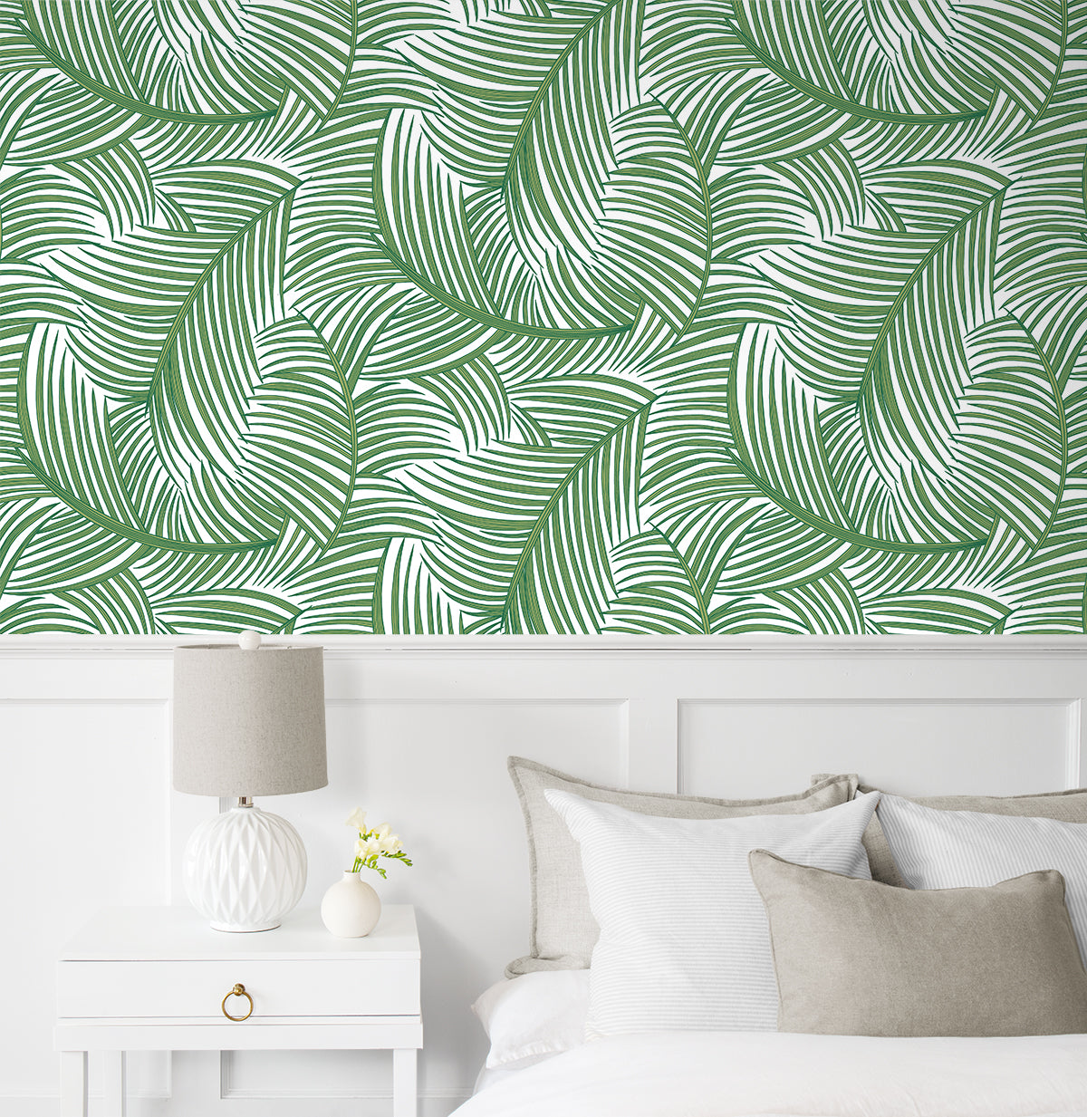 Tossed Palm Fronds Vinyl Wallpaper