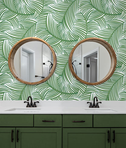 Tossed Palm Fronds Vinyl Wallpaper