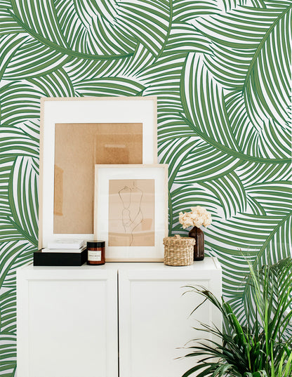 Tossed Palm Fronds Vinyl Wallpaper