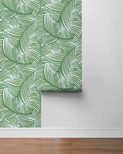 Tossed Palm Fronds Vinyl Wallpaper