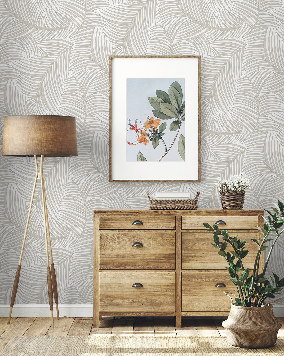 Tossed Palm Fronds Vinyl Wallpaper