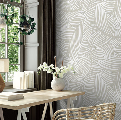 Tossed Palm Fronds Vinyl Wallpaper