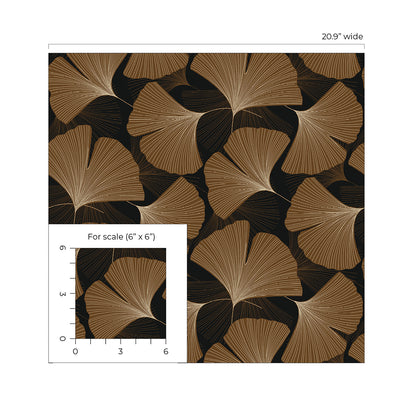 Tossed Ginkgo Leaf Vinyl Wallpaper