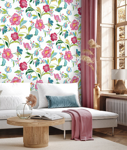 Painterly Floral Vinyl Wallpaper