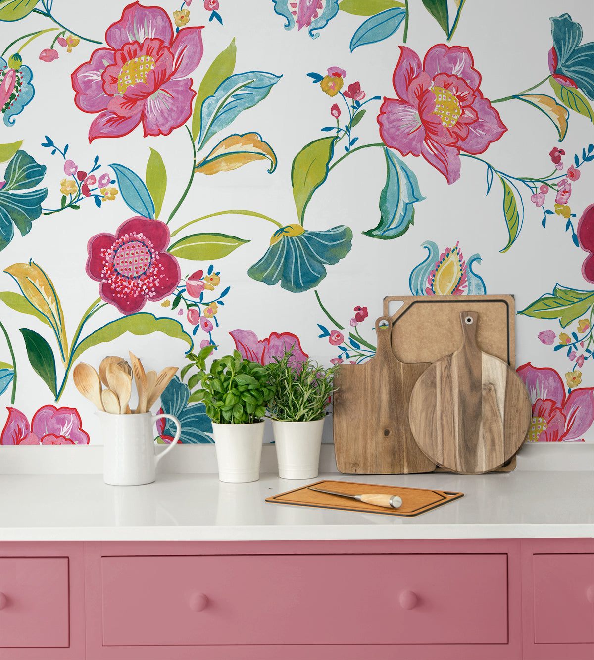 Painterly Floral Vinyl Wallpaper