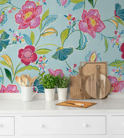 Painterly Floral Vinyl Wallpaper