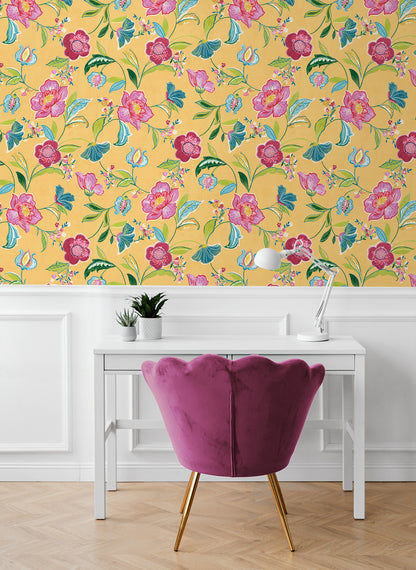 Painterly Floral Vinyl Wallpaper