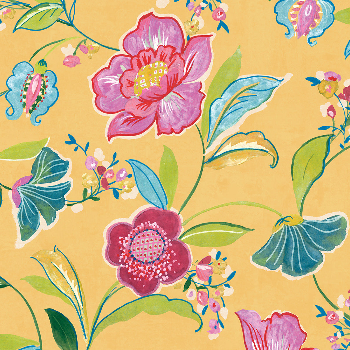 Painterly Floral Vinyl Wallpaper