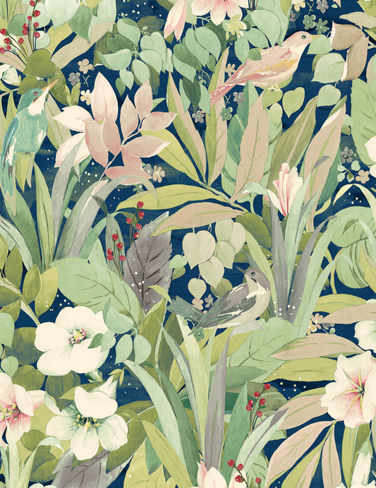 Blossoming Birds Vinyl Wallpaper