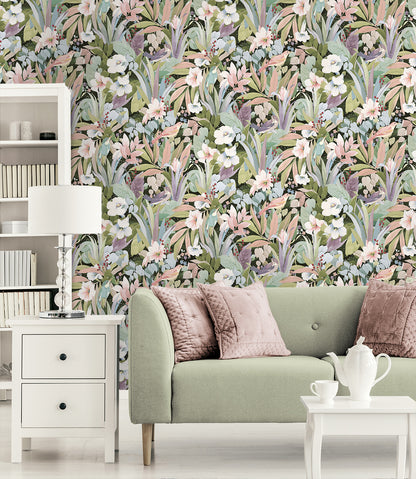 Blossoming Birds Vinyl Wallpaper