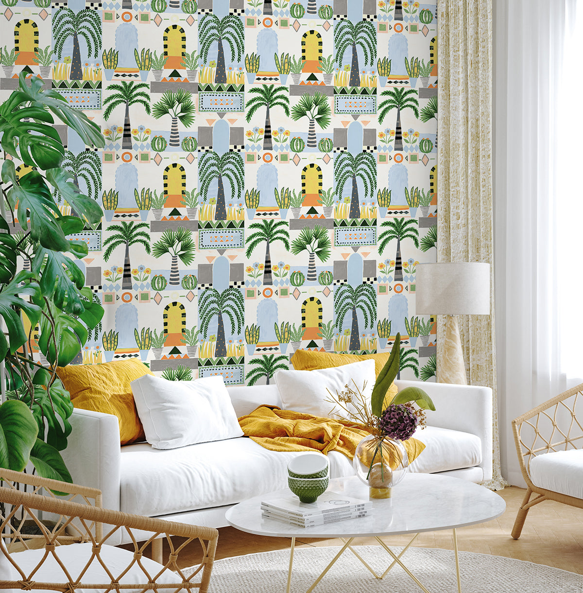 Tropical Facade Vinyl Wallpaper