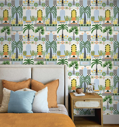 Tropical Facade Vinyl Wallpaper