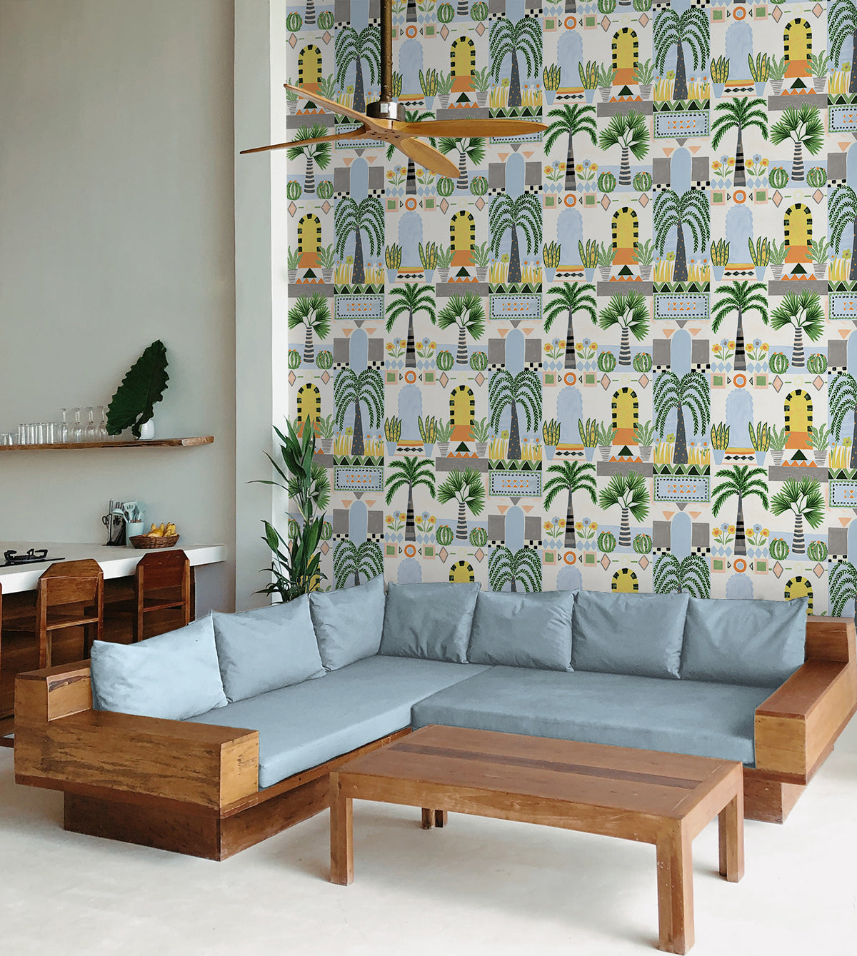 Tropical Facade Vinyl Wallpaper