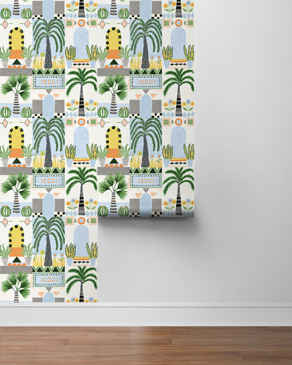 Tropical Facade Vinyl Wallpaper